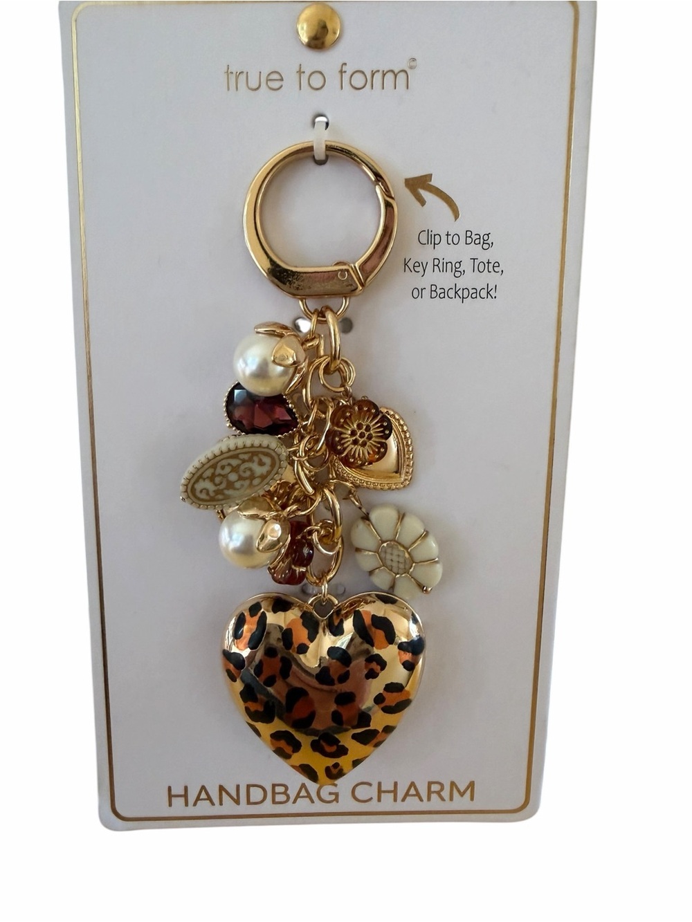 True to Form Gold Leopard Heart Handbag Charm